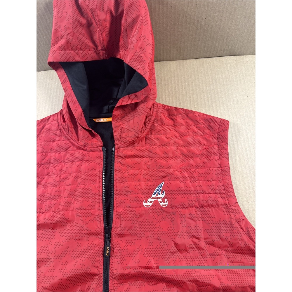 CBUK Hooded MLB Sport Vest Atlanta Braves, Red & Black, Size 2XL